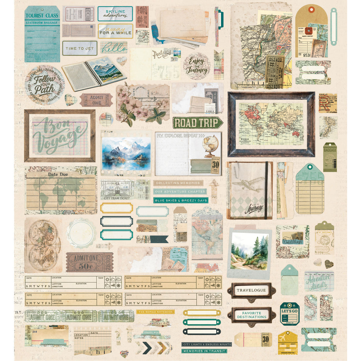 49 and Market Die-Cut Elements - Travel Diaries