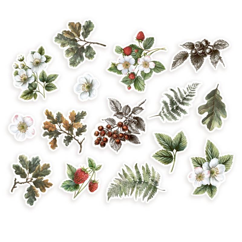 Ephemera set - Into the Woods - Flowers and leaves, 15pcs