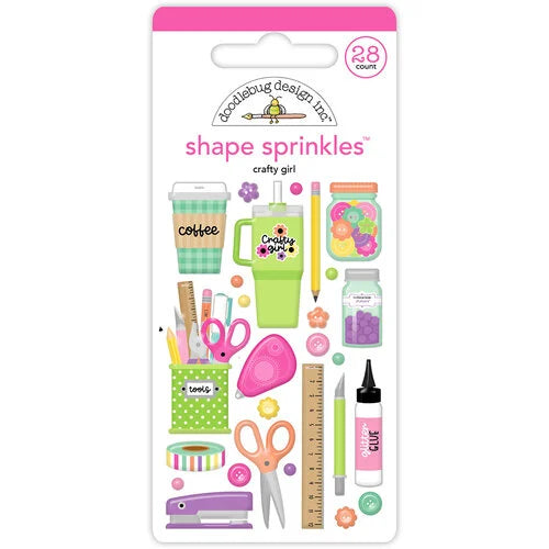 Doodlebug Design - Color Me Crafty Collection - Stickers - Shape Sprinkles - Enamel - Crafty Girl