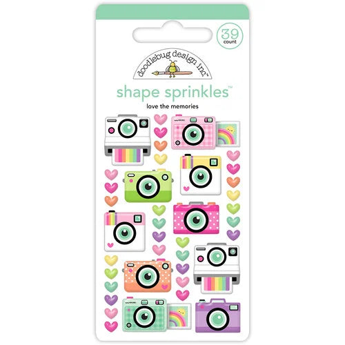 Doodlebug Design - Color Me Crafty Collection - Stickers - Shape Sprinkles - Enamel - Love The Memories