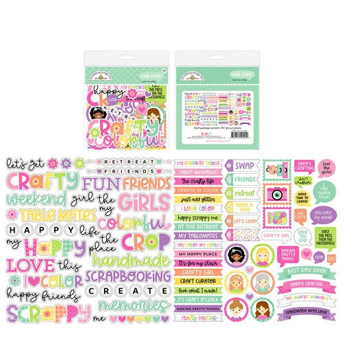 Doodlebug Design - Color Me Crafty Collection - Die Cut Cardstock Pieces - Odds And Ends