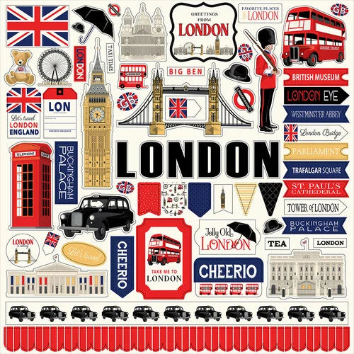 Carta Bella Paper - London Collection - 12 x 12 Cardstock Stickers - Elements