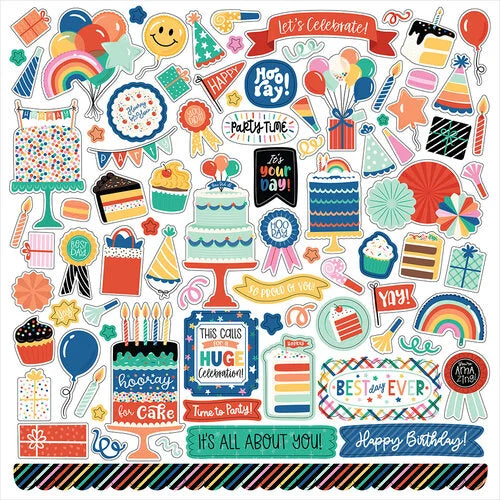 Echo Park - Hip Hip Hooray Collection - 12 x 12 Cardstock Stickers - Elements