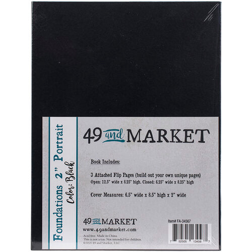 Foundations 2" Portrait  - 6.5 x 8.5 Chipboard Album - Portrait - Black