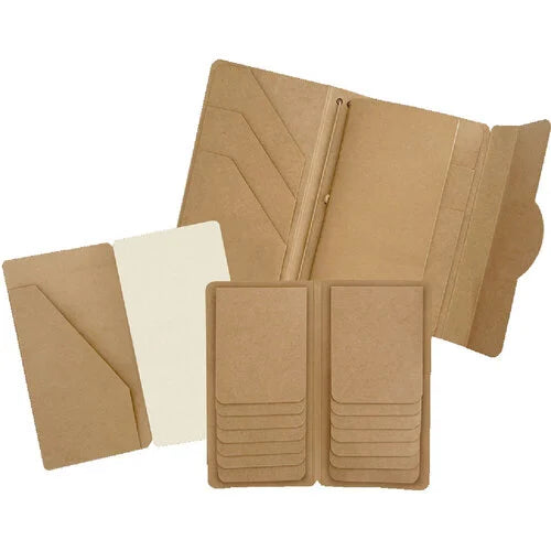 Graphic 45 - Staples Embellishments Collection - Travel Album With Inserts, Waterfall Folder, & Journaling Notebook - Kraft
