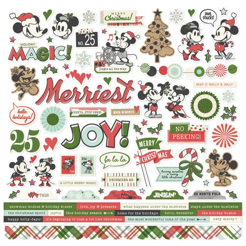 Simple Stories - Say Cheese Classic Mouse Christmas Collection - 12 x 12 Cardstock Stickers