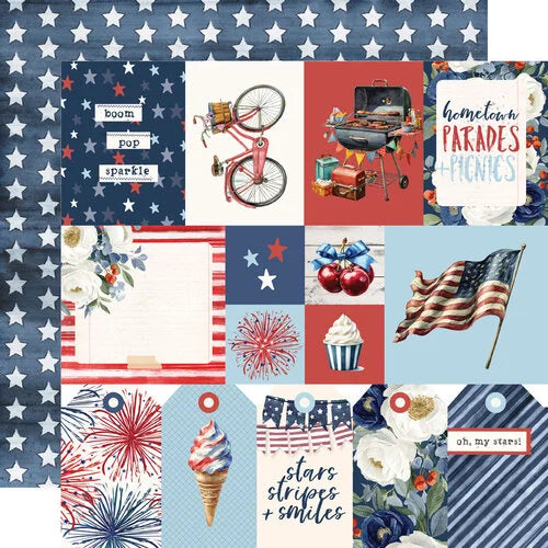 Simple Stories - Simple Vintage Land Of The Free Collection - 12 x 12 Double Sided Paper - Elements 01