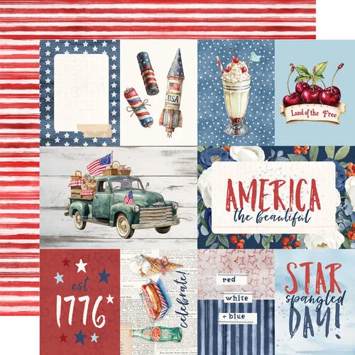 Simple Stories - Simple Vintage Land Of The Free Collection - 12 x 12 Double Sided Paper - Elements 02