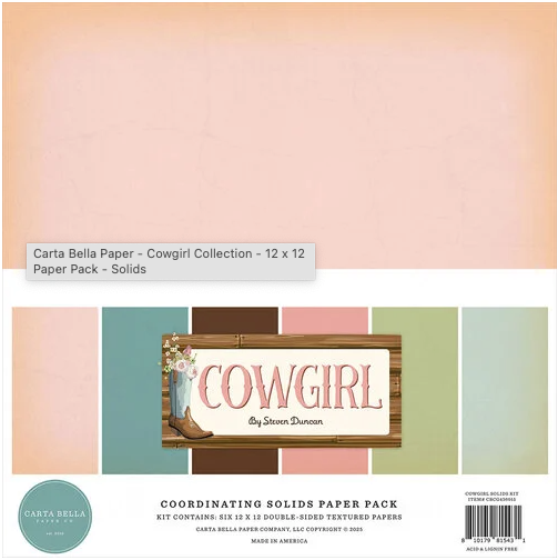 Carta Bella Solids Collection Kit 12"X12" Cowgirl