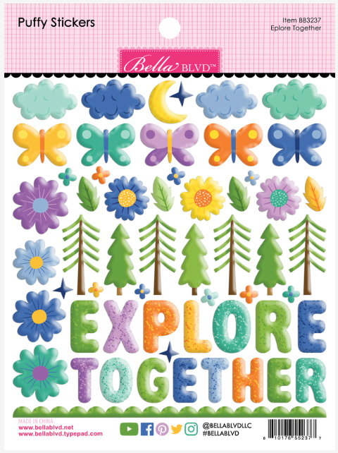 Adventure Awaits Explore Together Puffy Stickers