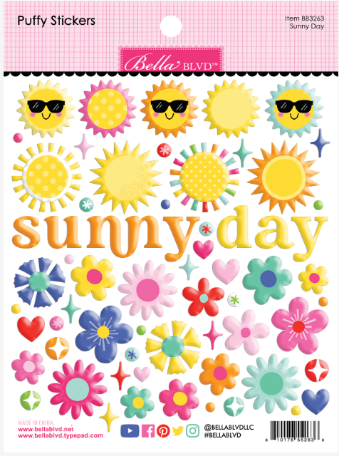 Walking On Sunshine Sunny Day Puffy Stickers