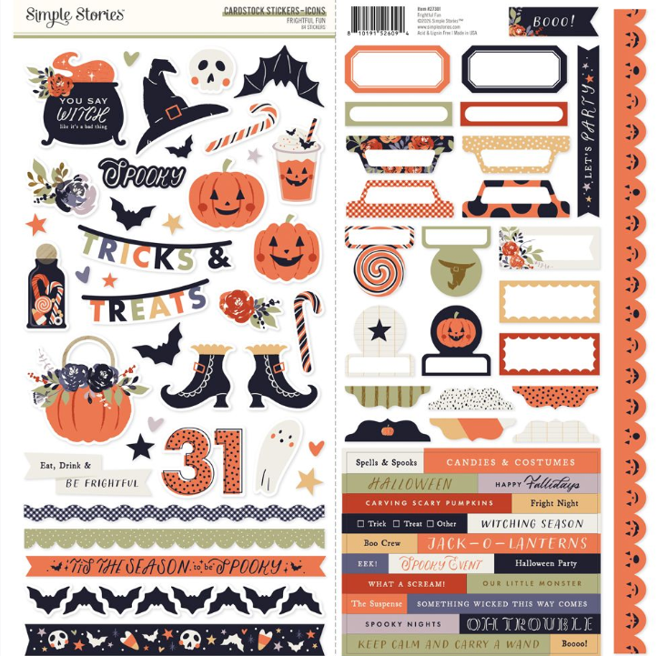 Simple Stories Frightful Fun Cardstock Stickers Icons