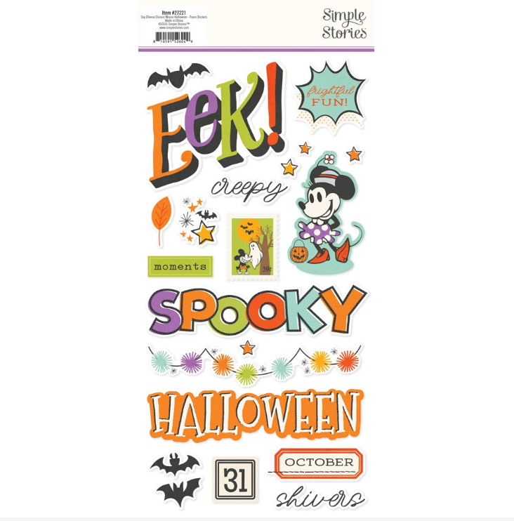 Simple Stories Say Cheese Classic Mouse Halloween Foam Stickers