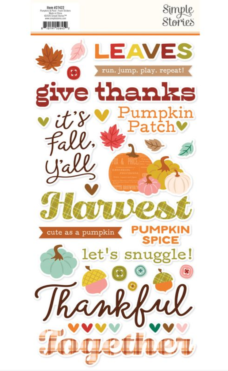 Simple Stories Pumpkins and Plaid Foam Stickers