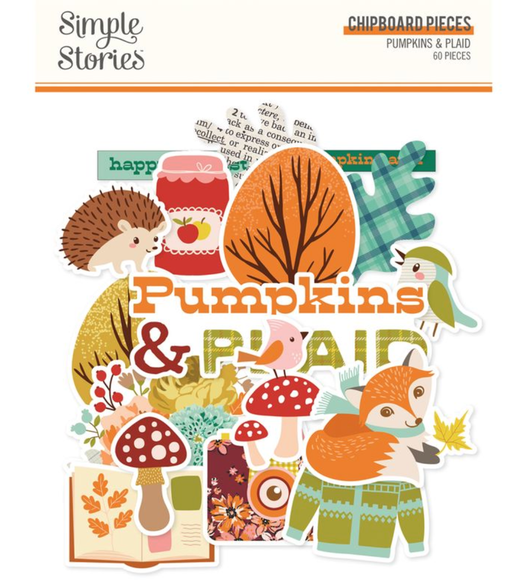 Simple Stories Pumpkins and Plaid Chipboard Pieces