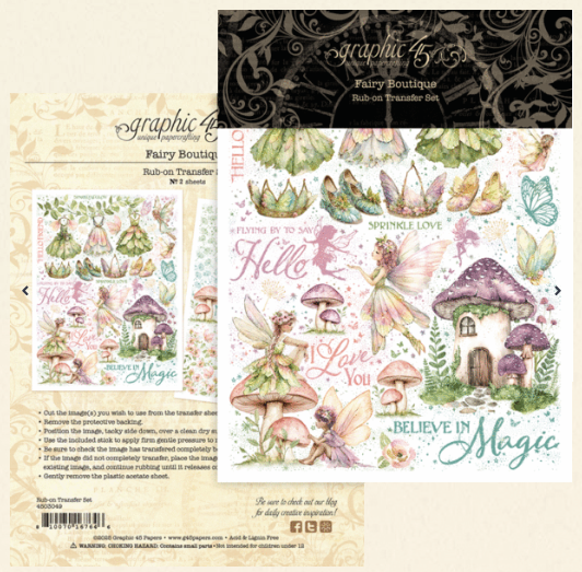 Graphic 45 Fairy Boutique Rub-on Transfer Set