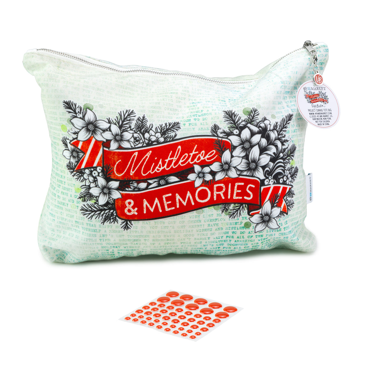Mistletoe and Memories Zippered Tote