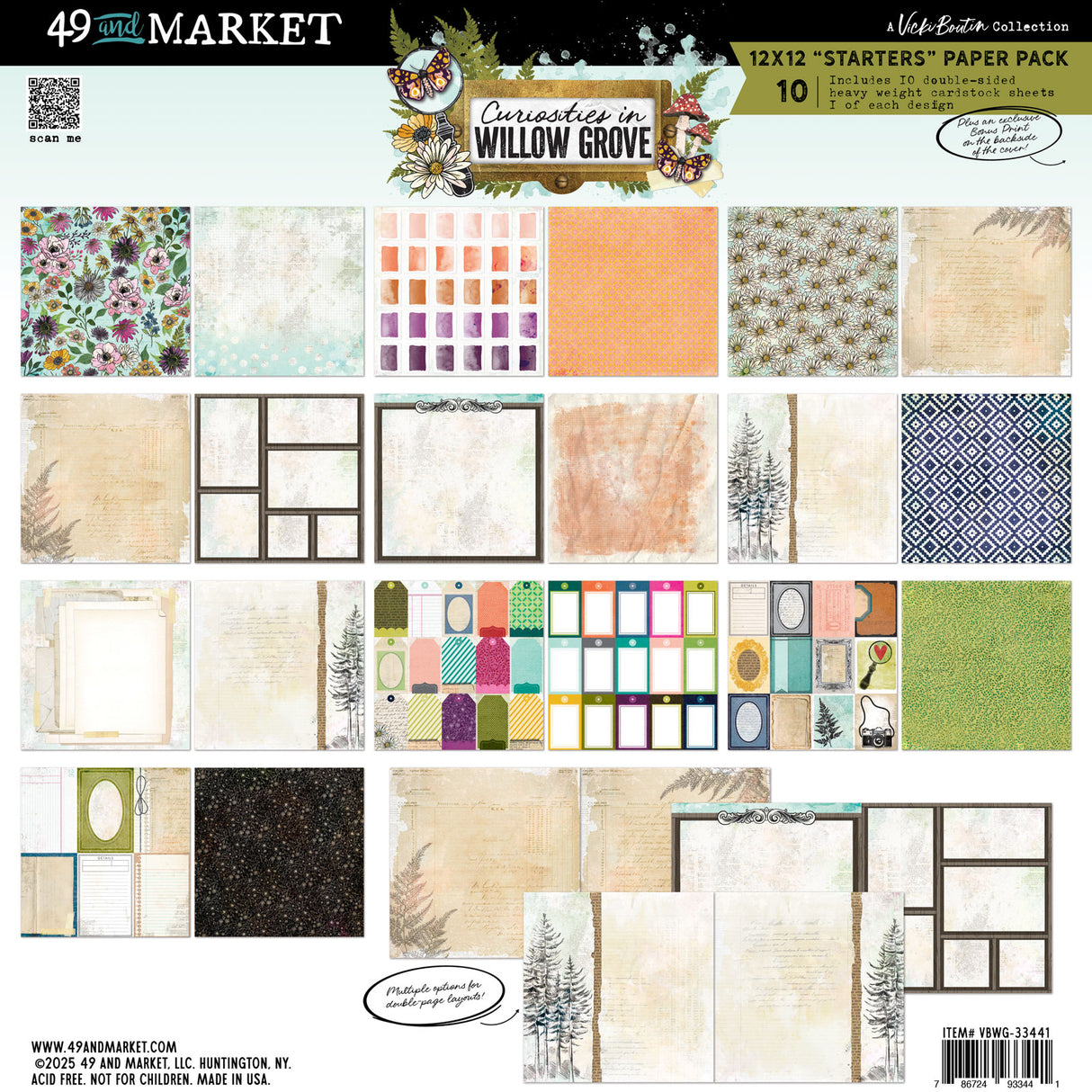 Curiosities in Willow Grove 12x12 Starters Collection Pack (10 papers, 1 ea)