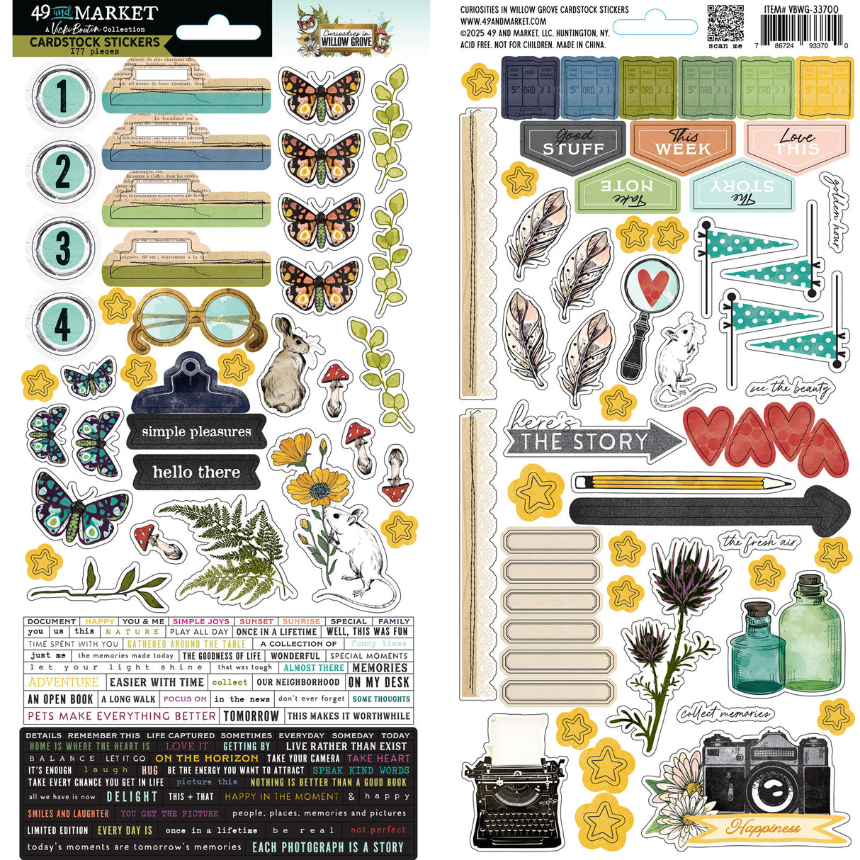 Curiosities in Willow Grove Cardstock Stickers