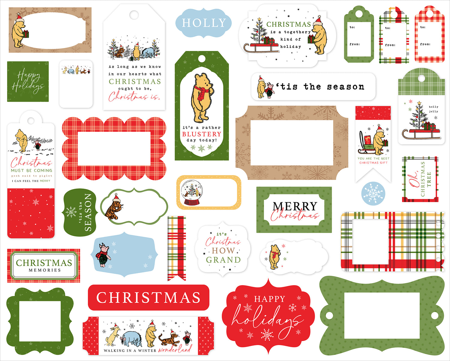 Winnie The Pooh Christmas Frames & Tags