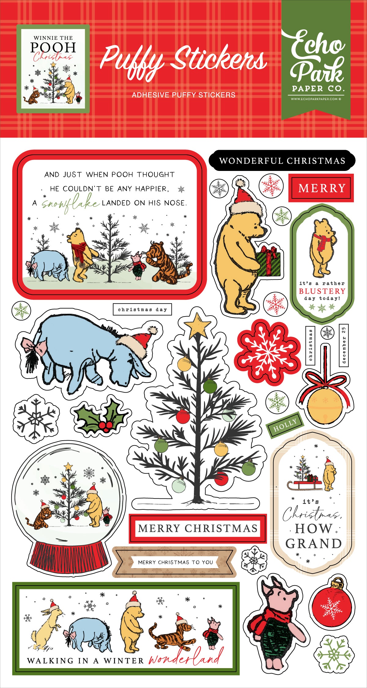Winnie The Pooh Christmas Puffy Stickers