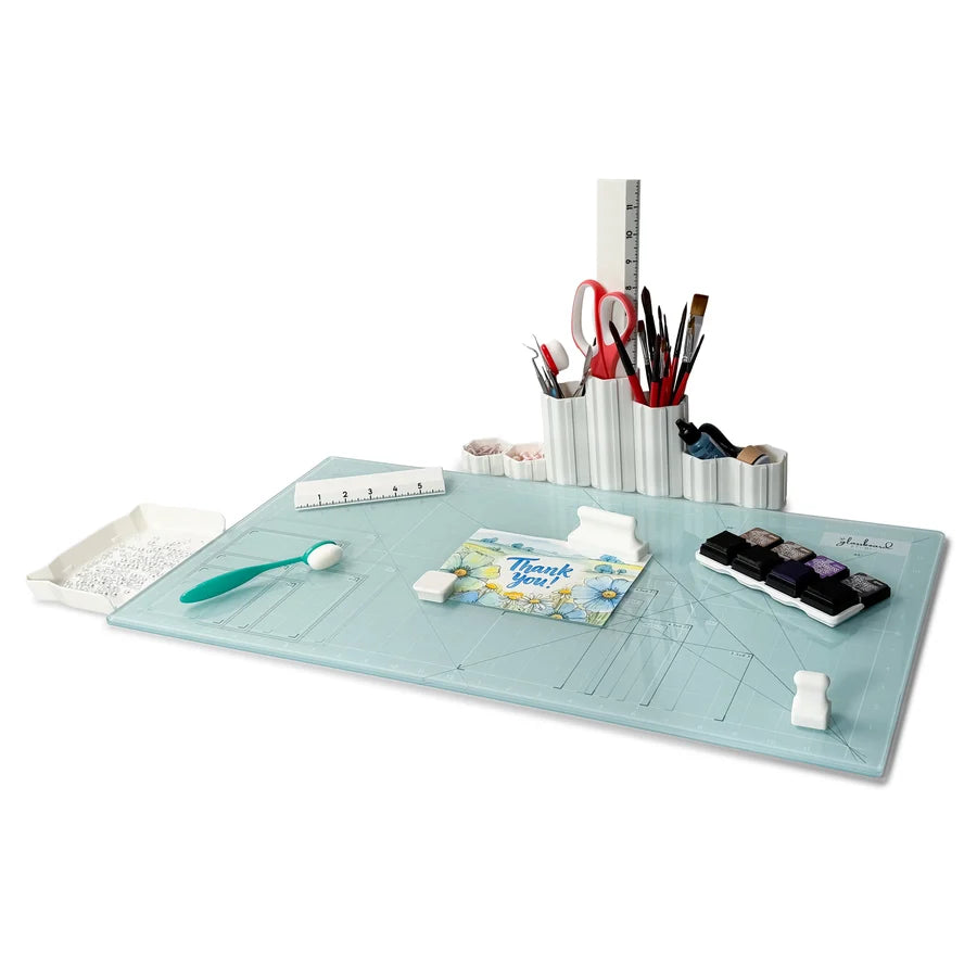 Scrapbook Magnetic Glass Craft Mat - Aqua Scrapbook Mat