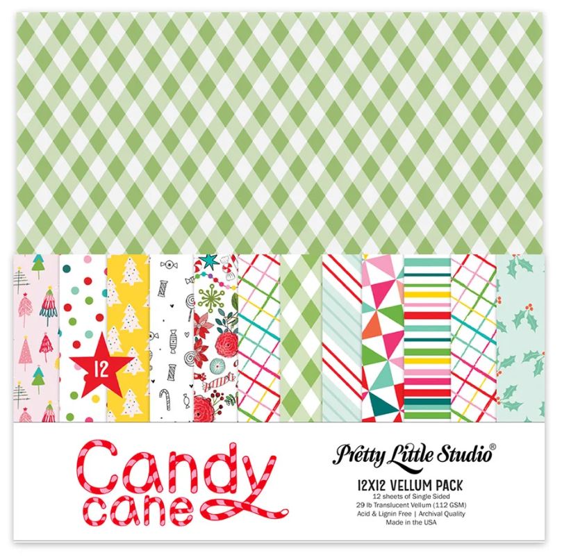 Pretty Little Studio Candy Cane 12x12 Vellum Pack