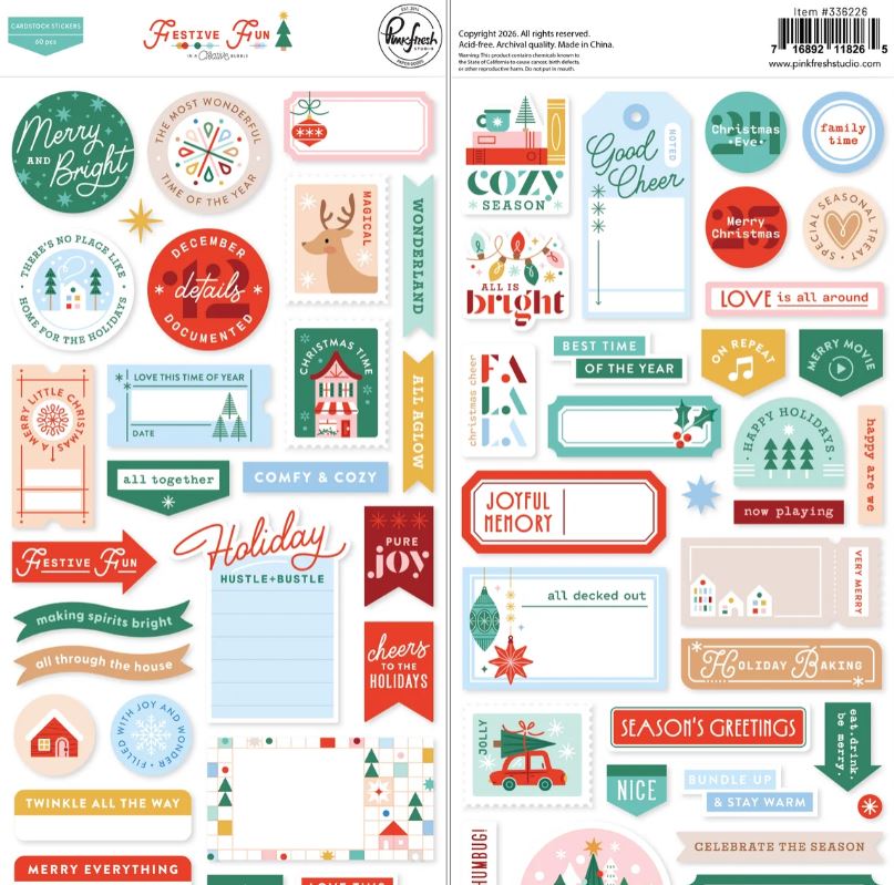 Pink Fresh Festive Fun Cardstock Stickers