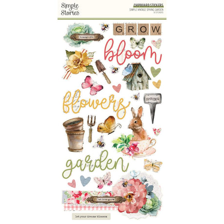 Simple Vintage Spring Garden - 6x12 Chipboard Sticker