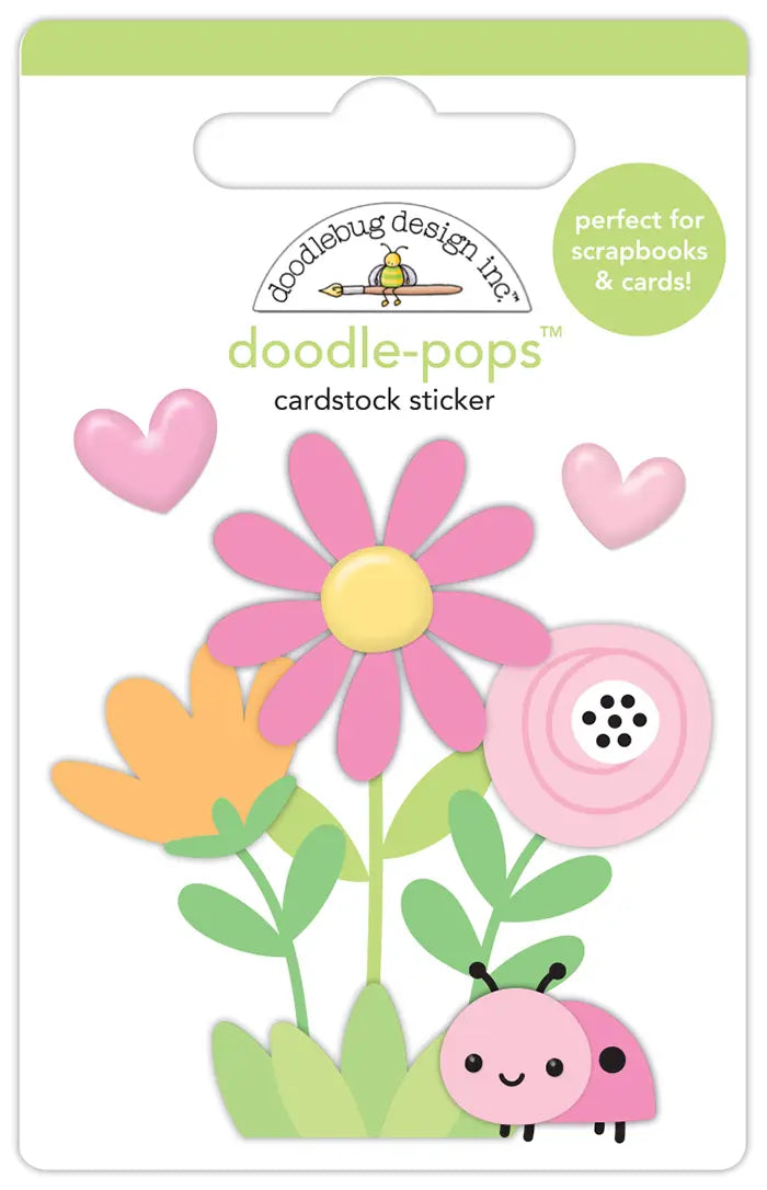 Doodlebug Doodle-Pops 3D Stickers Ladybug Garden, Butterfly Kisses