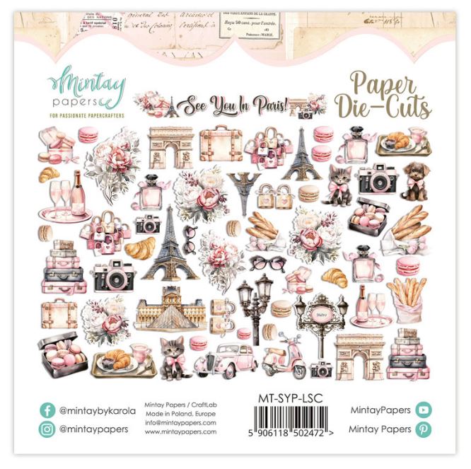 Mintay Papers See You In Paris Collection Embellishments Paper Die-Cuts