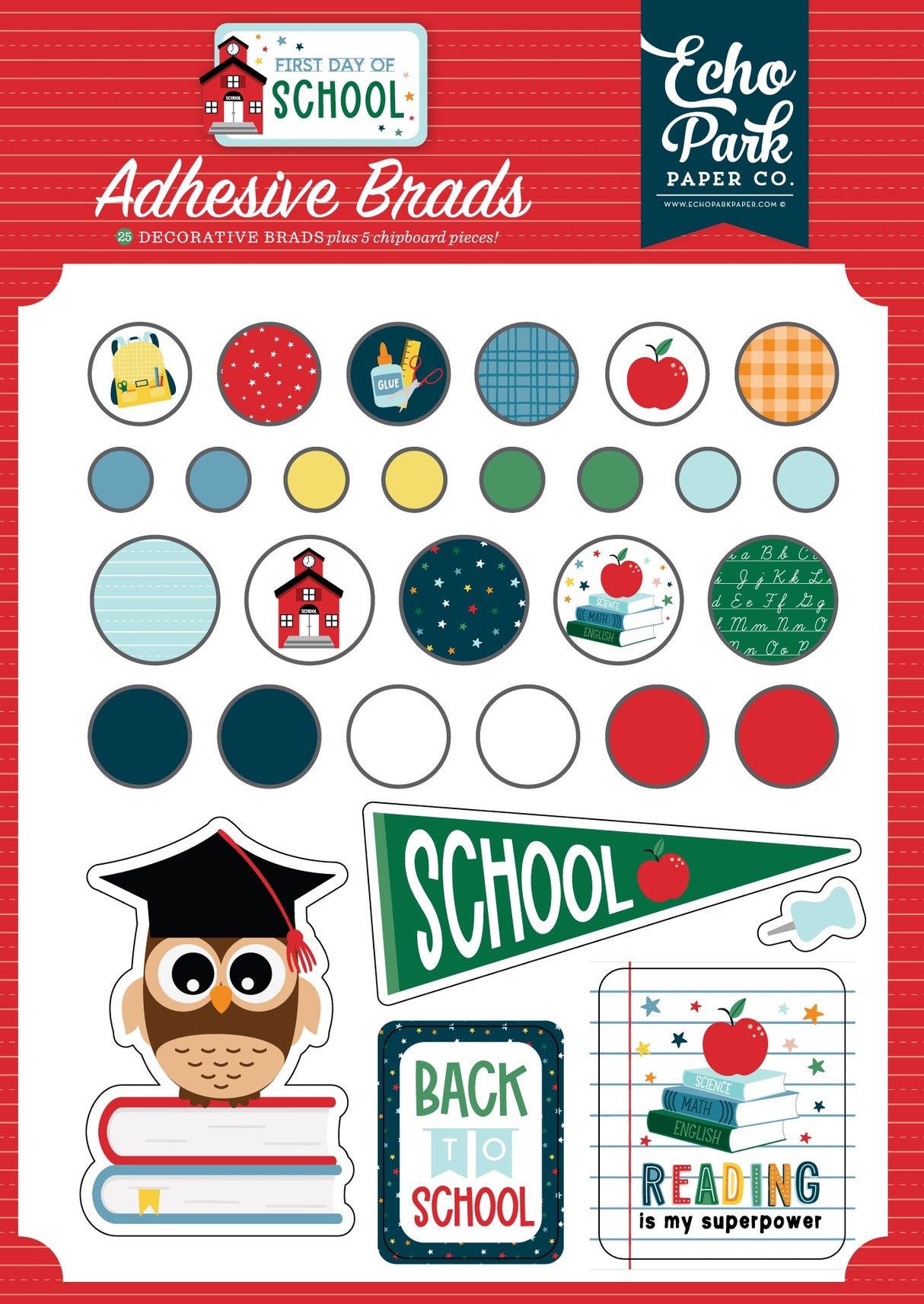 Echo Park- First Day Of School - Decorative Brads