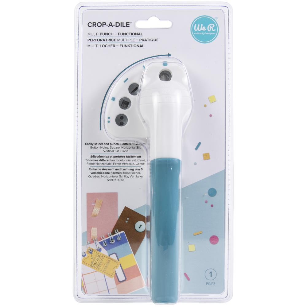Get five hole punch shapes in one convenient tool with Crop-A-Dile Multi-Hole Punches! Special punch casings swivel between all five different hole shapes and give you a one-inch punch reach. And the strong punch designs cut through a range of materials including paper, chipboard, fabric, thin tin, leather, and plastic, with minimal effort on your part! This package includes one Crop-A-Dile Multi-Hole Punch with 5 utility punch shapes.