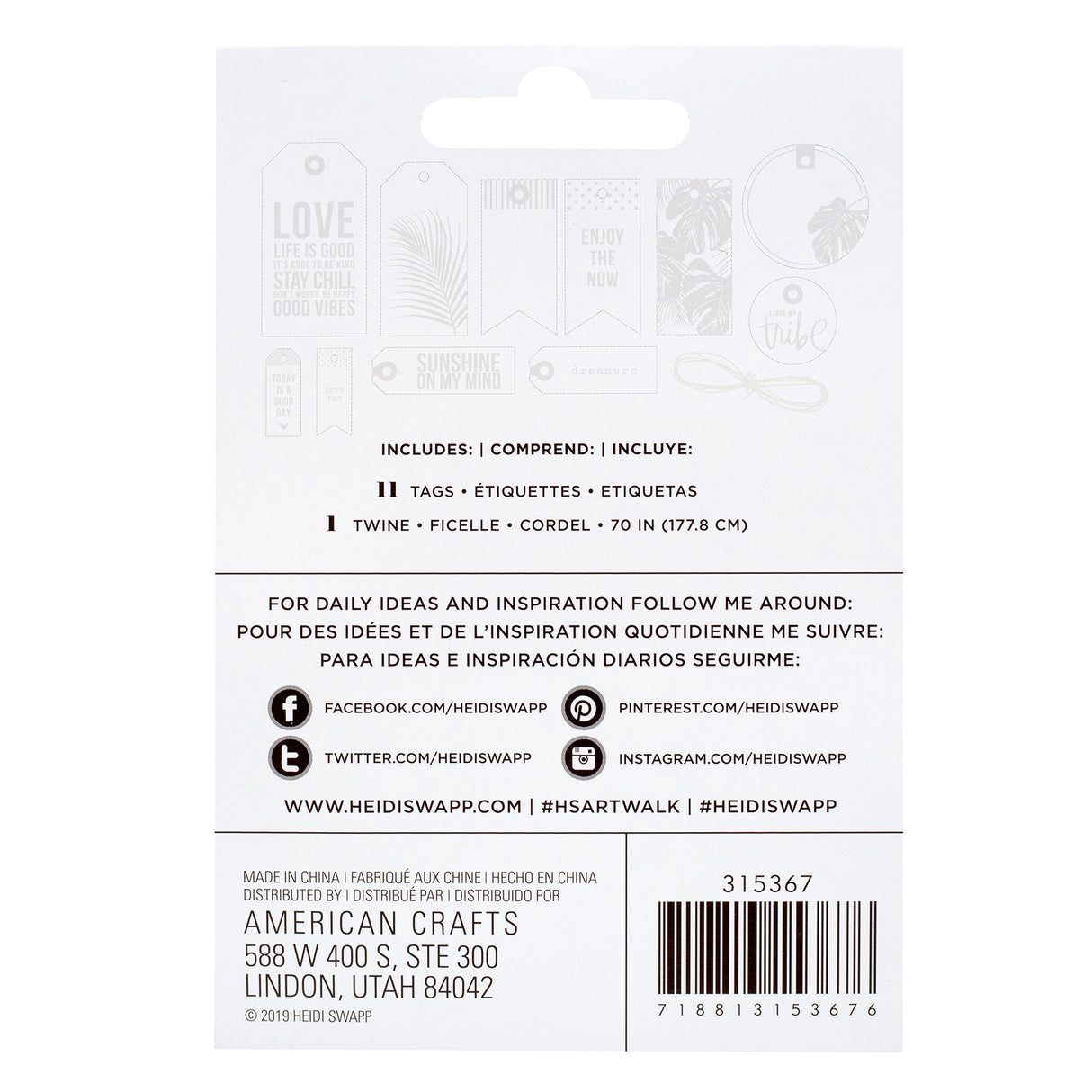 Art Walk Embossed Tag Kit 12/Pkg by Heidi Swapp
