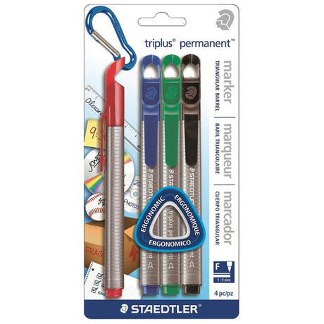 Staedtler® Triplus® Permanent™ Fineline Marker Set (Asst Colors/4 Markers)
