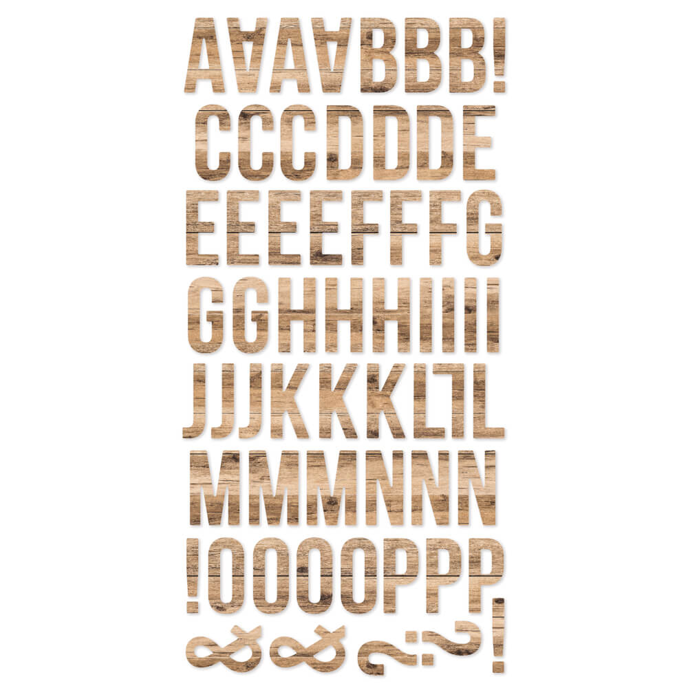 Color Vibe Foam Alpha Stickers - Woods-Hickory