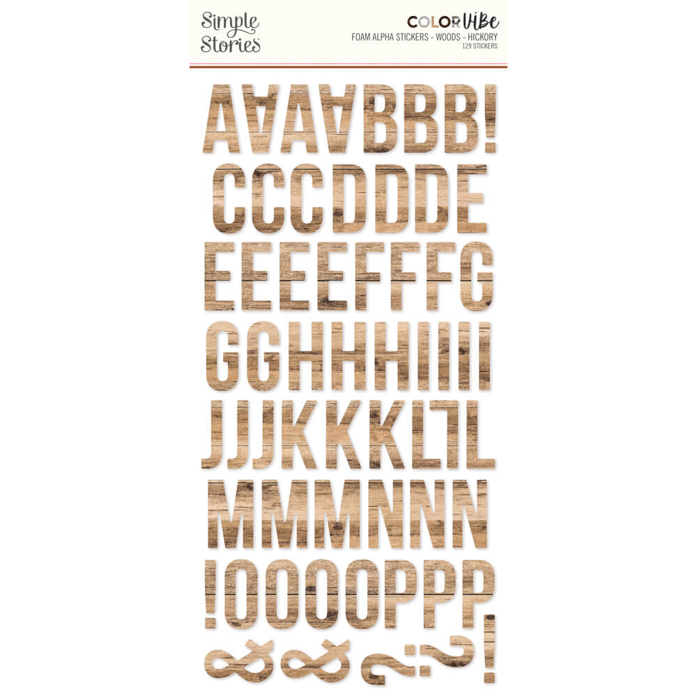 Color Vibe Foam Alpha Stickers - Woods-Hickory