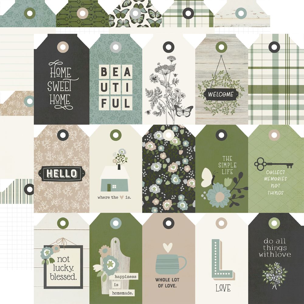 The Simple Life Collection - 12 x 12 Double Sided Paper - Tags