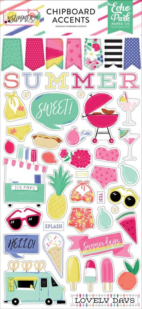 Best Summer Ever 6x13 Chipboard Accents