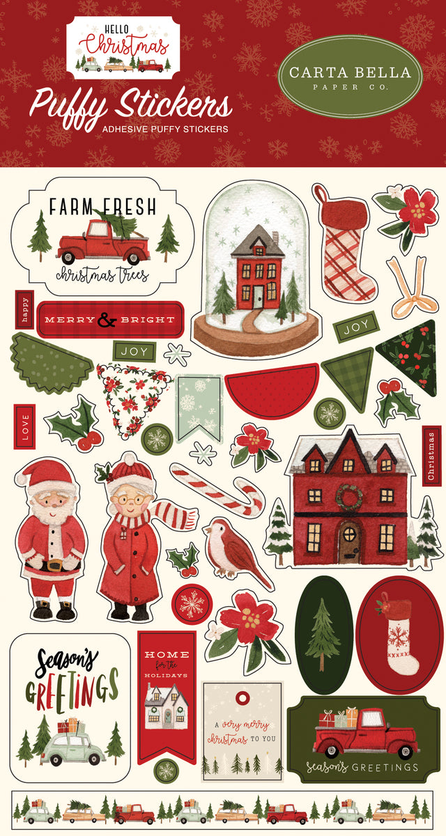 Hello Christmas Puffy Stickers