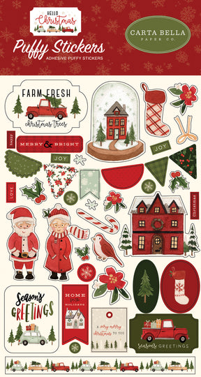 Hello Christmas Puffy Stickers