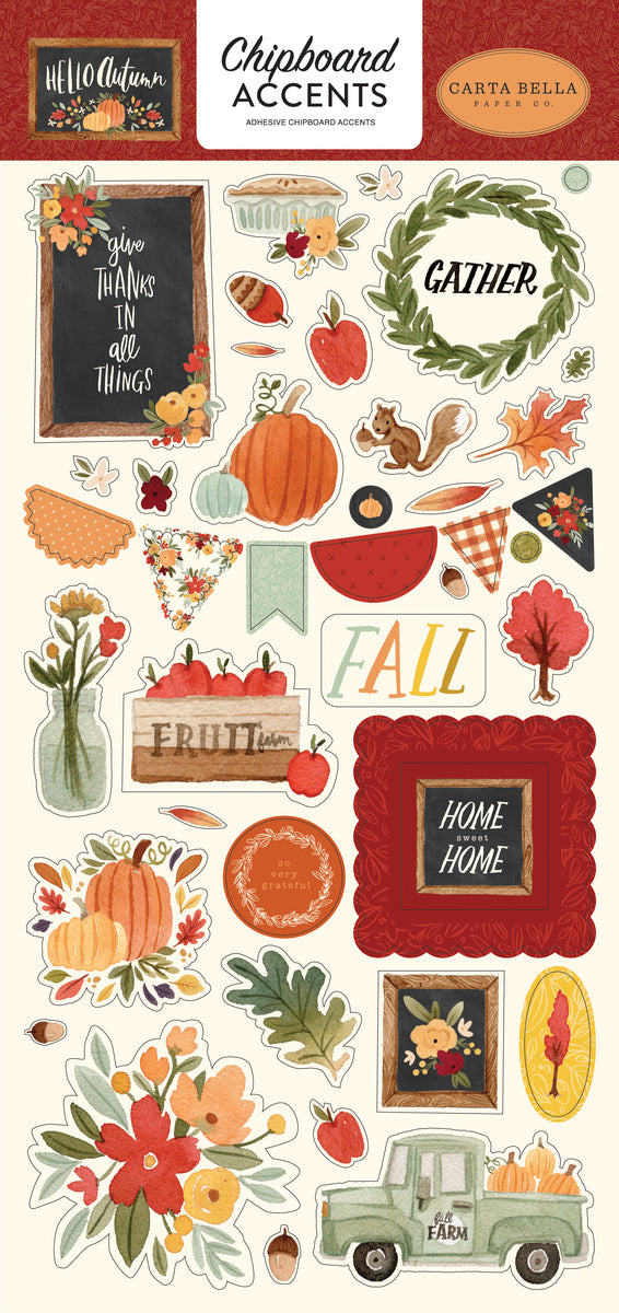 Hello Autumn 6x13 Chipboard Accents