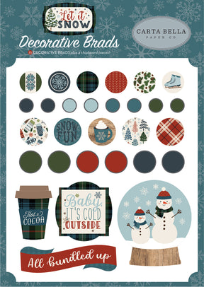 LET IT SNOW Adhesive Brads