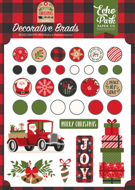 MY FAVORITE CHRISTMAS Adhesive Brads