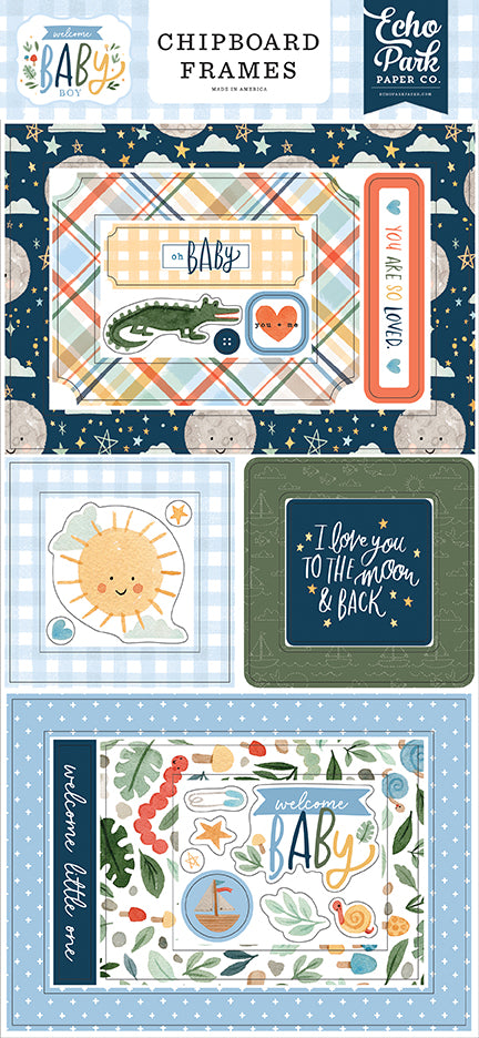 Welcome Baby Boy 6x13 Chipboard Frames