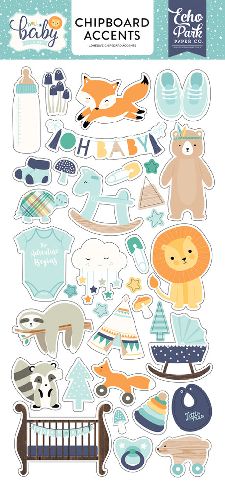 Hello Baby - It's a Boy 6x13 Chipboard Accents