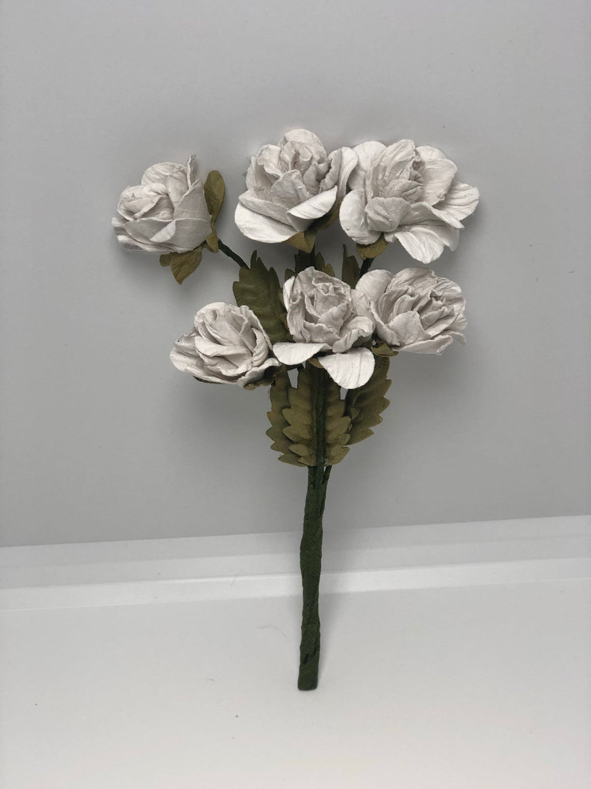 Little Birdie Handmade Flowers Cluster Rose, Classic White , 6 pieces