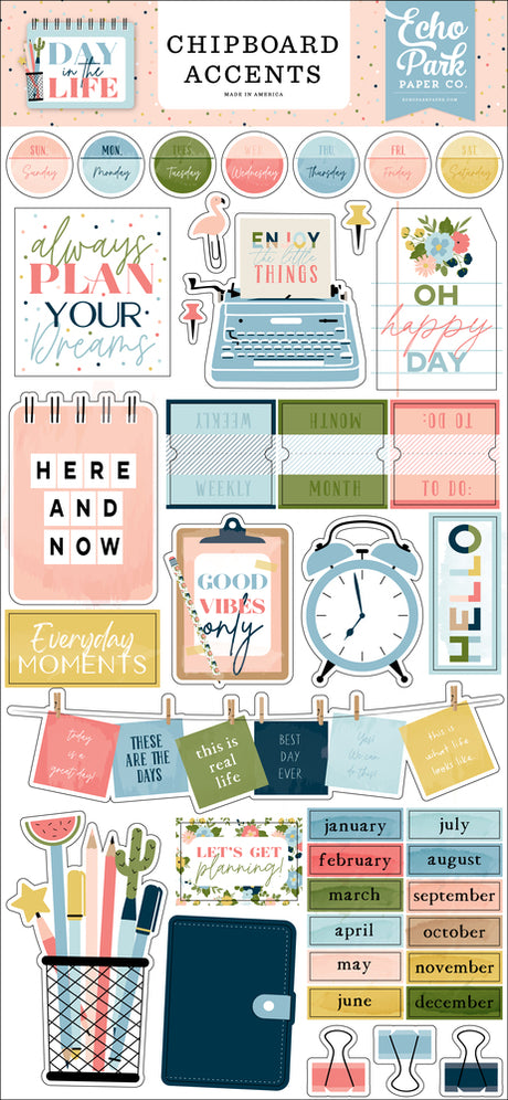 Day in the Life 6x13 Chipboard Accents