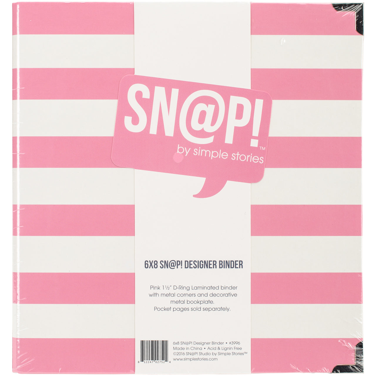 6x8 SN@P! Binder Pink Stripe by Simple Stories – Button Farm Club